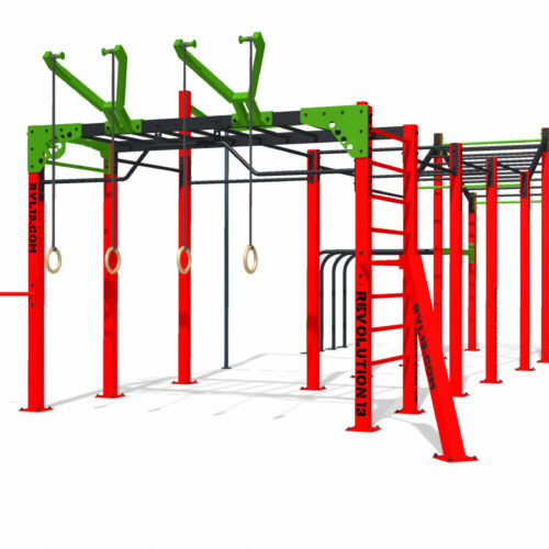 Calisthenics toestel Nippur L+ 14 Maak uw sportpark of schoolplein future-proof met dit innovatieve calisthenicstoestel. Leverbaar in 3 standaard ral kleurencombinaties van uw keuze.
